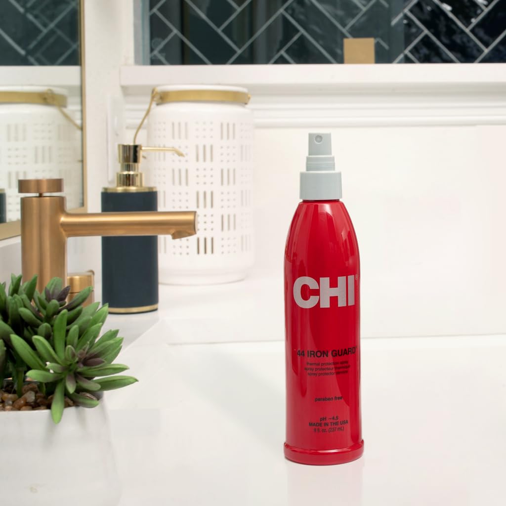 51w8qZ-m2dL._SL1024_ CHI 44 Iron Guard Thermal Protection Spray, Nourishing Formula Helps Resist Heat Damage to Hair & Tame Frizz, Clear, 8 Oz