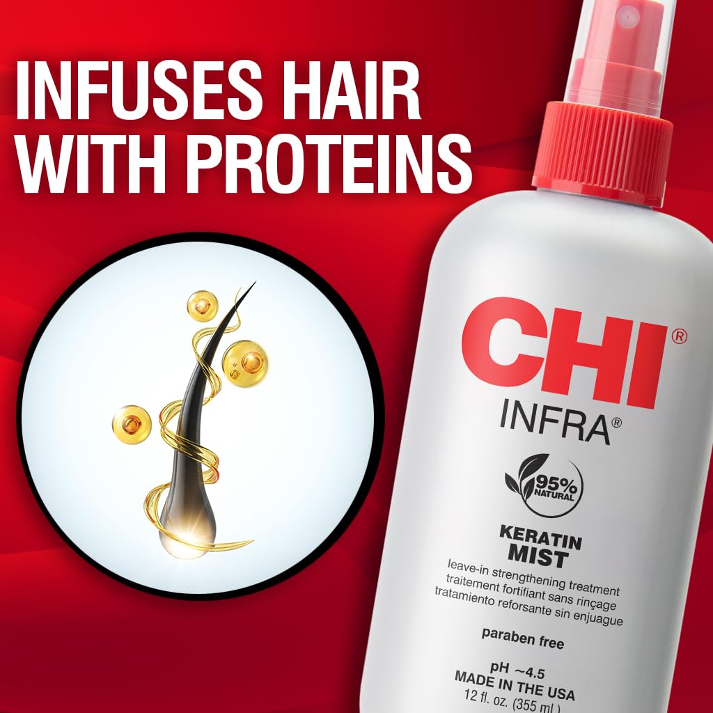 61197RpemlL._SL1024_ (1) CHI Keratin Mist, Strengthening Hair Spray For Restoring Softness & Protecting Against Heat Damage, Paraben-free, 12 Oz