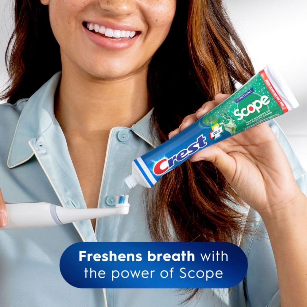 Version 1.0.0 Crest + Scope Whitening Toothpaste - Pack of 3, 5.4 Oz Tubes - Anticavity Fluoride Toothpaste, Fresh Breath, Kills Germs - Tartar Protection, Enamel Protection - Minty Fresh Flavor