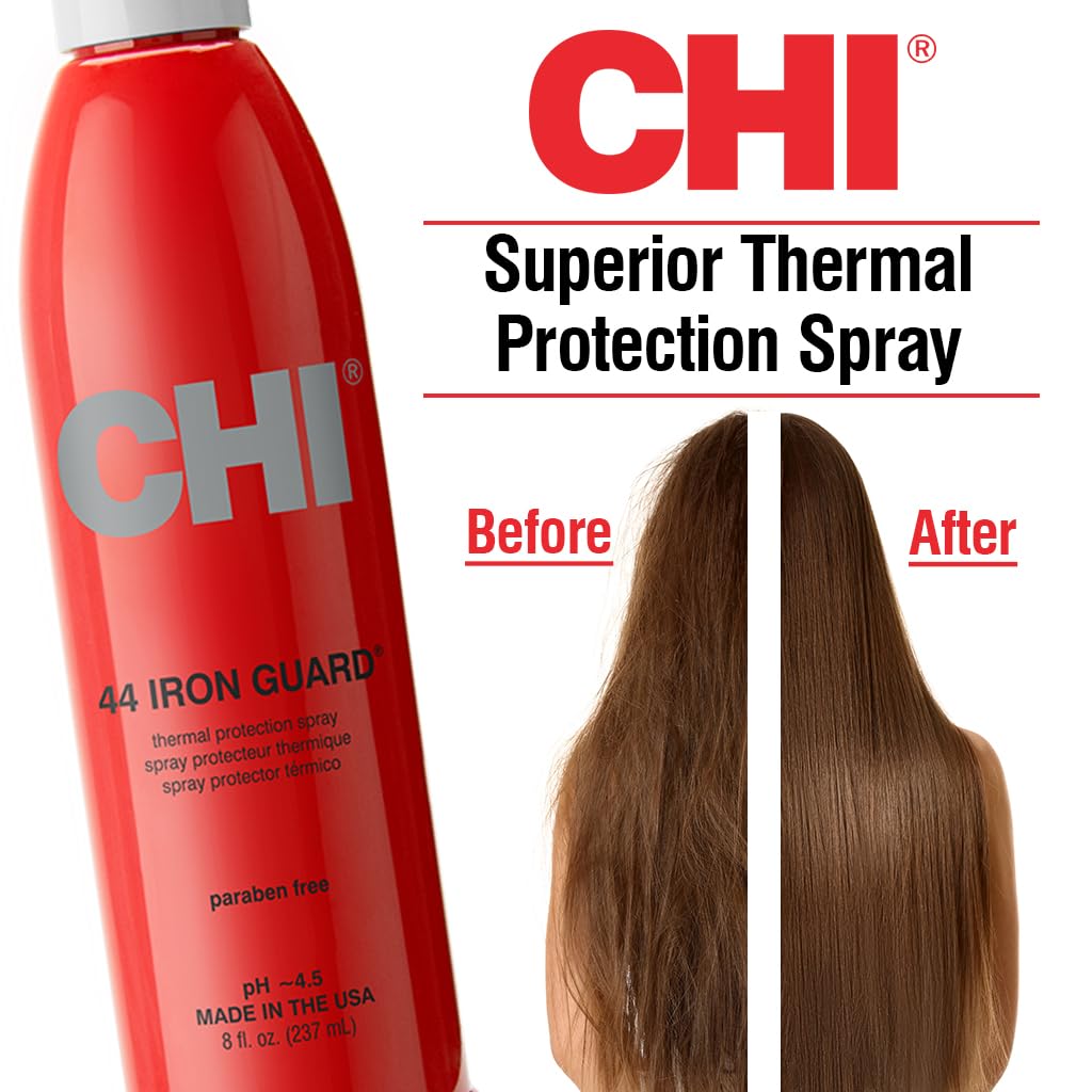 614ZhHf-UTL._SL1024_ CHI 44 Iron Guard Thermal Protection Spray, Nourishing Formula Helps Resist Heat Damage to Hair & Tame Frizz, Clear, 8 Oz