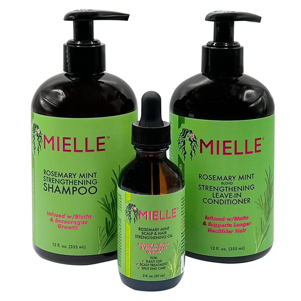 Version 1.0.0 MIELLE Rosemary Mint Organics Infused with Biotin and Encourages Growth Hair Products for Stronger and Healthier Hair and Styling Bundle Set 3 PCS