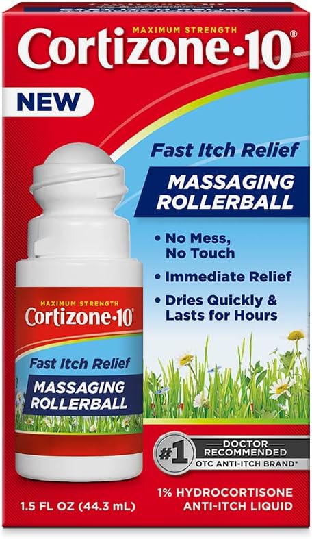 618eu4ItK9L._AC_SL1066_ Cortizone 10 Maximum Strength Fast Itch Relief with Massaging Rollerball, 1% Hydrocortisone Anti-Itch Liquid, 1.5 oz.