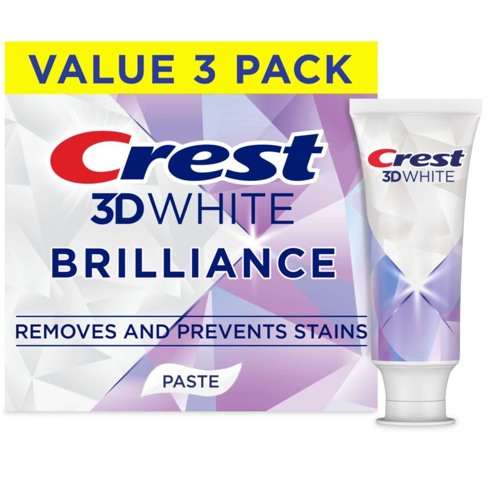 Version 1.0.0 Crest 3D White Brilliance Bright Mint Teeth Whitening Toothpaste, 4.3 oz Pack of 3, 100% More Surface Stain Removal, 24 Hour Active Stain Prevention, Whiter Teeth in 3 Days