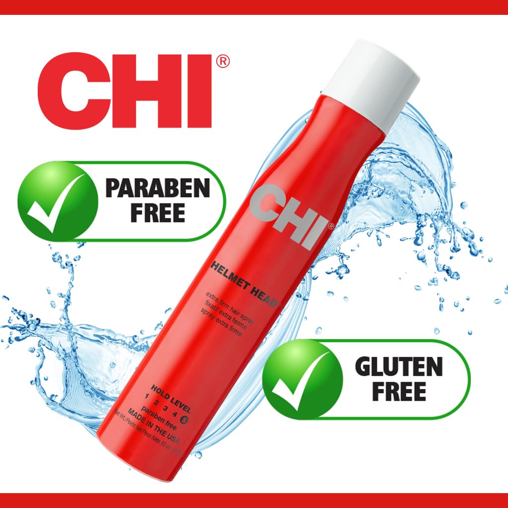 61RkbLCjPSL._SL1024_ CHI Helmet Head Extra Firm Hairspray, Protects Against Humidity & Creates Voluminous Hairstyles, Sulfate & Paraben-Free, 10 Oz