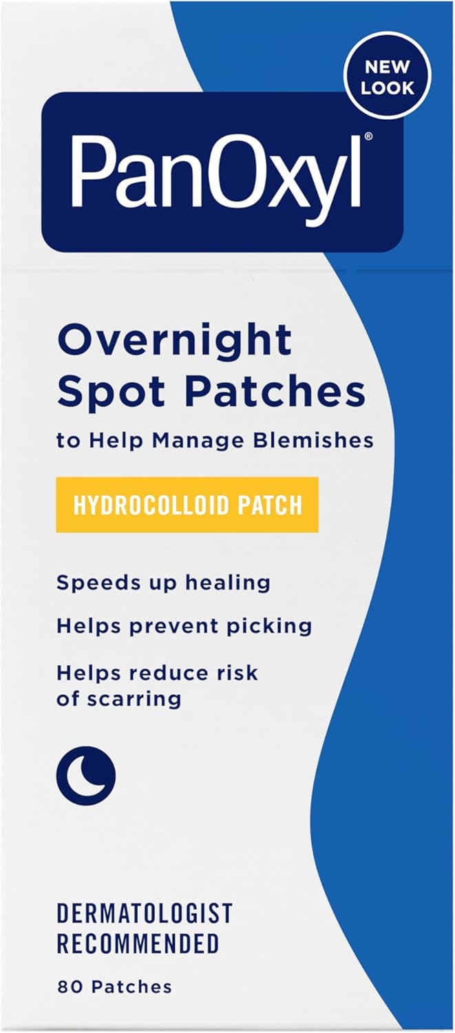 61aAzH4VaYL._AC_SL1500_ PanOxyl PM Overnight Spot Patches, Advanced Hydrocolloid Healing Technology, Fragrance Free, 80 Count