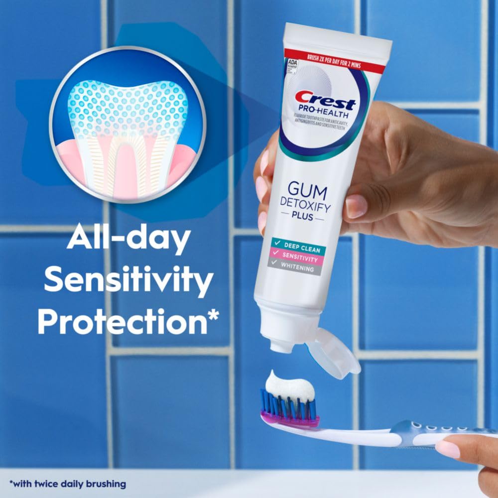 Version 1.0.0 Crest Pro-Health Gum Detoxify Plus Toothpaste 4.5 oz Pack of 3 - Antibacterial Fluoride Toothpaste, Sensitivity Protection, Whitens Teeth, Anticavity, Plaque Control