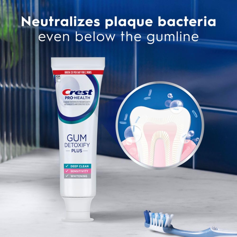 61qgWDtQNZL._SL1000_ Crest Pro-Health Gum Detoxify Plus Toothpaste 4.5 oz Pack of 3 - Antibacterial Fluoride Toothpaste, Sensitivity Protection, Whitens Teeth, Anticavity, Plaque Control