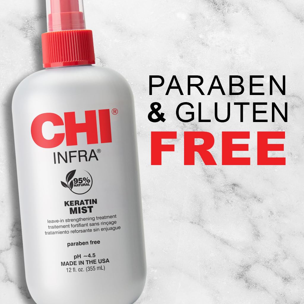 61rWcj1nPwL._SL1024_ CHI Keratin Mist, Strengthening Hair Spray For Restoring Softness & Protecting Against Heat Damage, Paraben-free, 12 Oz