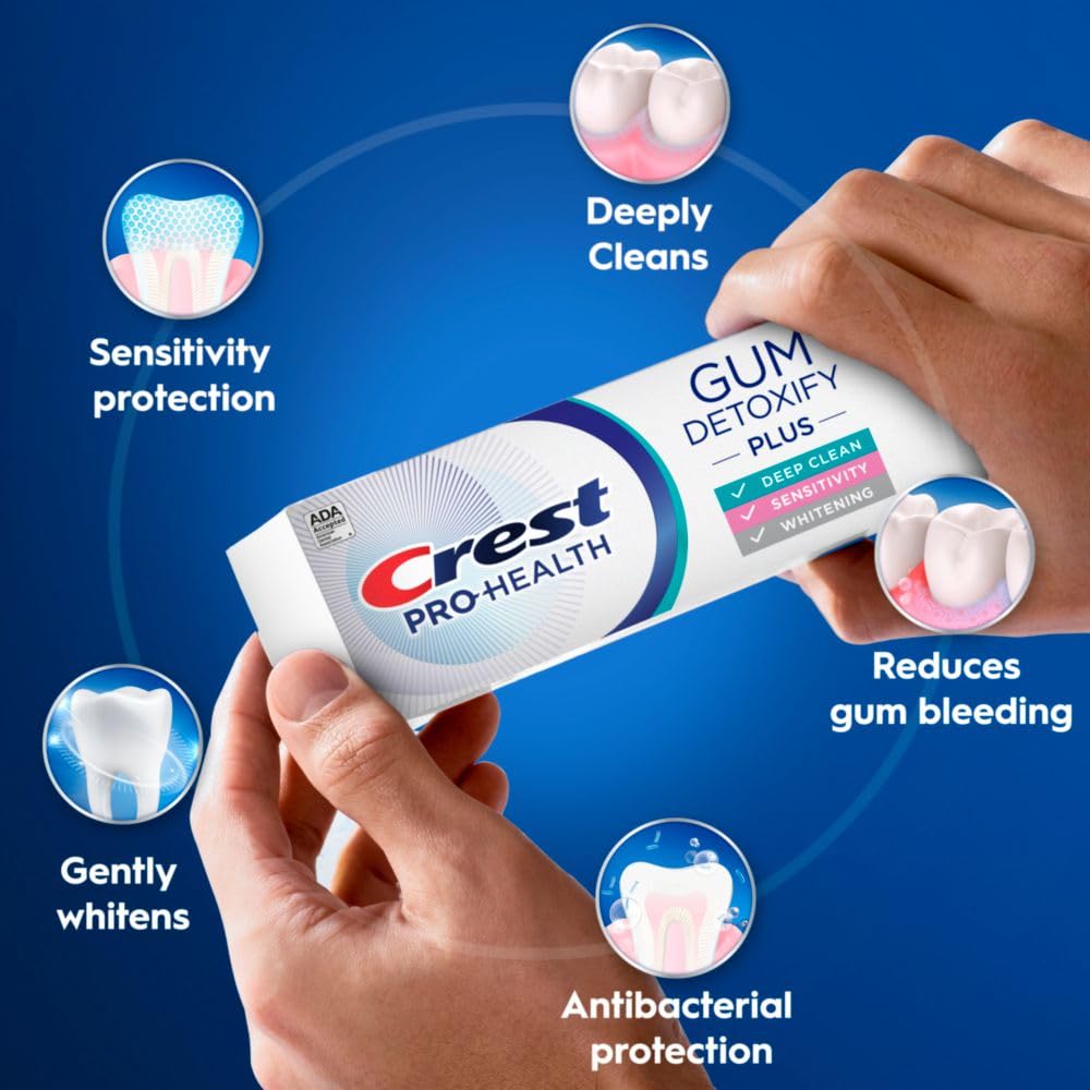 Version 1.0.0 Crest Pro-Health Gum Detoxify Plus Toothpaste 4.5 oz Pack of 3 - Antibacterial Fluoride Toothpaste, Sensitivity Protection, Whitens Teeth, Anticavity, Plaque Control