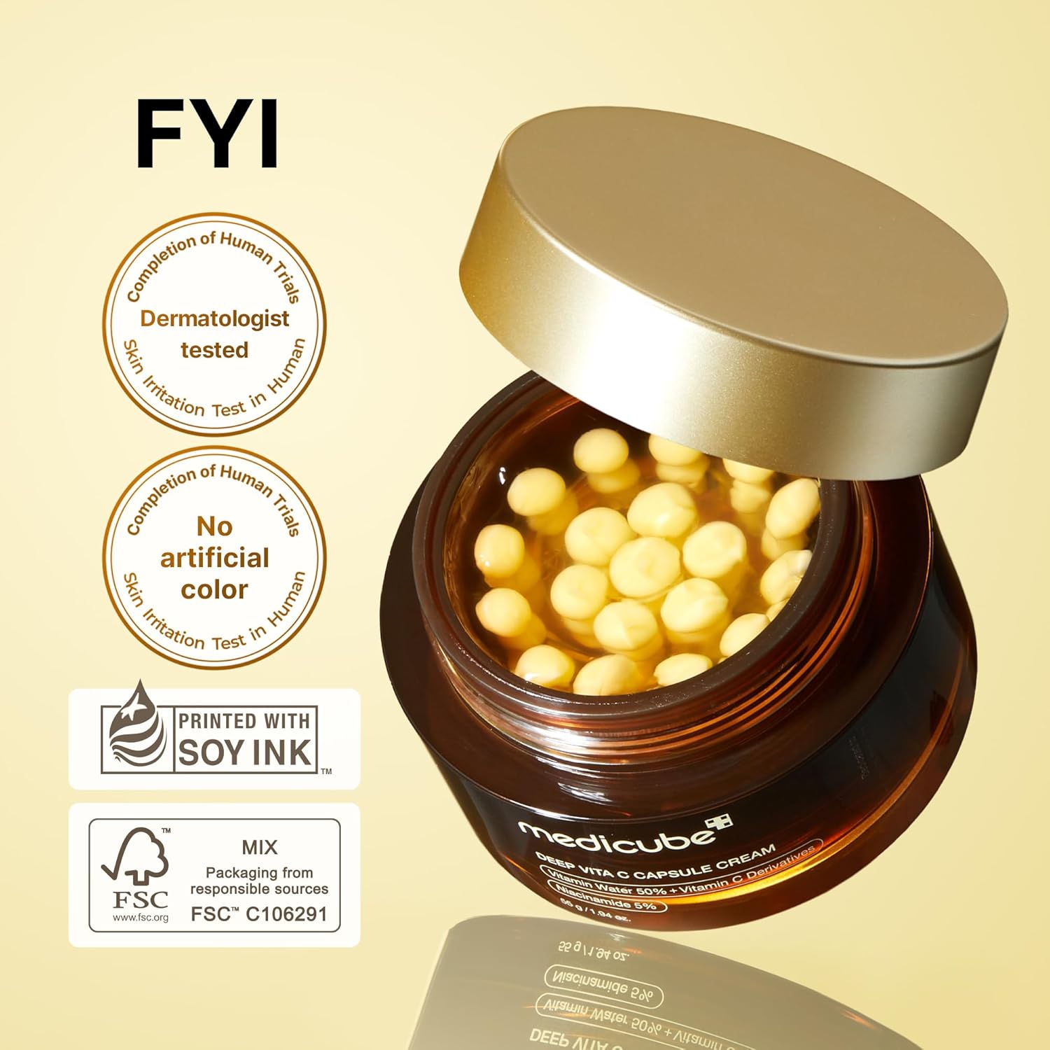 71B0B87l7tL._SL1500_ medicube Deep Vitamin C Golden Capsule Face Moisturizer - Liposome Capsules For Wrinkles, Skin Radiance - Transparent Gel for Glow Hydration - Korean Skin Care 1.94 oz