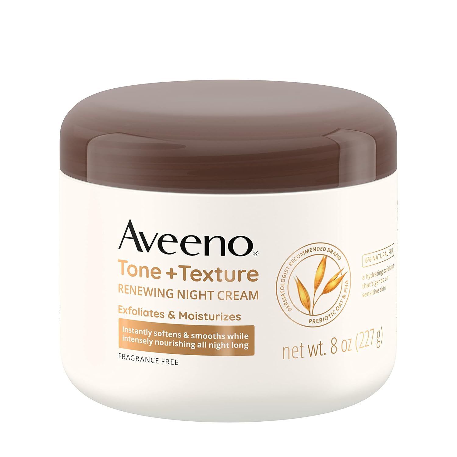 71IMGY~1 Aveeno Tone + Texture Renewing Body Night Cream With Prebiotic Oat, Gently Exfoliates & Moisturizes Sensitive Skin, Instantly Softens & Smooths & Intensely Nourishes, Fragrance-Free, 8 oz