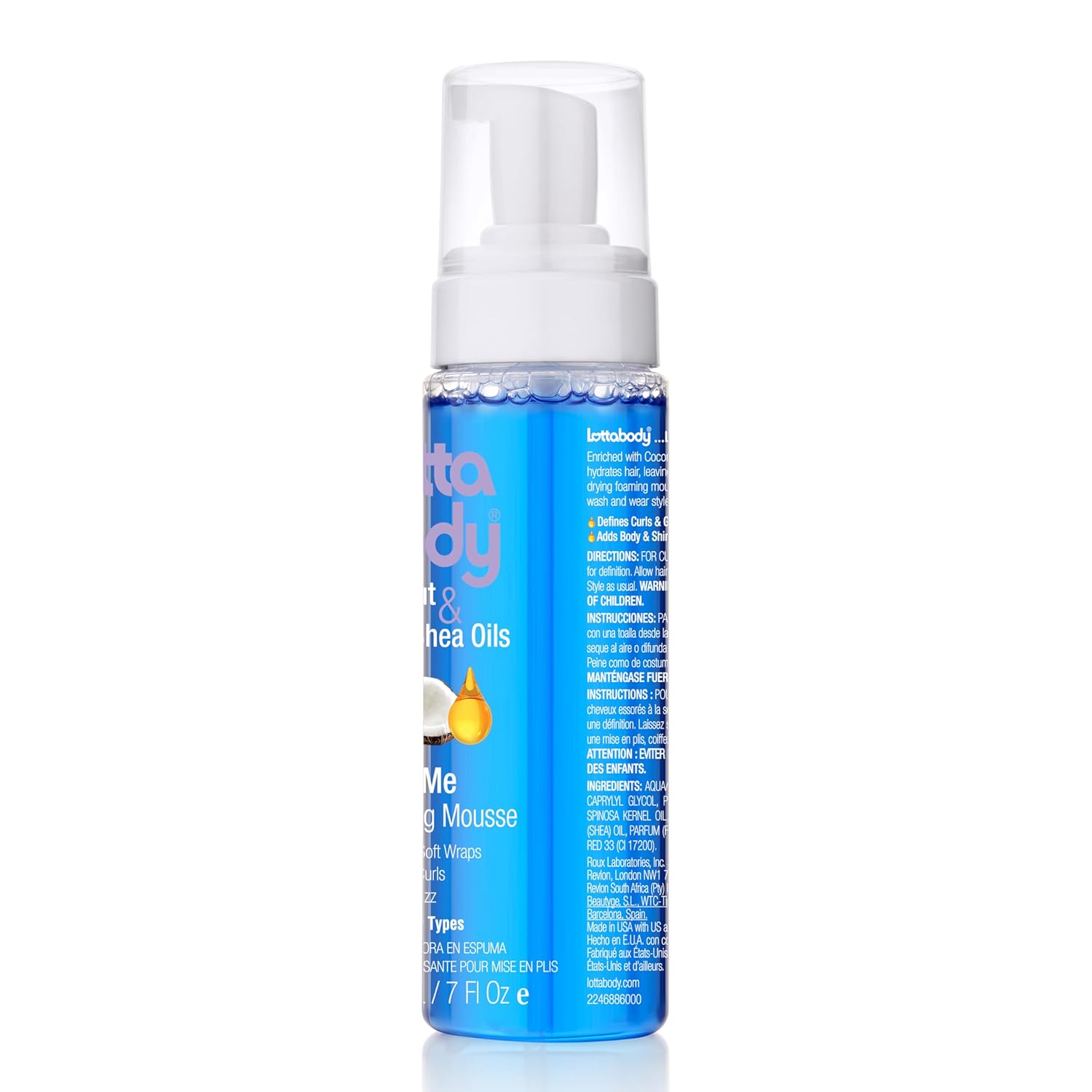 71KfRHVOrTL._SL1500_ Lottabody Coconut Oil and Shea Wrap Me Foaming Curl Mousse , Creates Soft Wraps, Hair Mousse for Curly Hair, Defines Curls, Anti Frizz, 7 Fl Oz