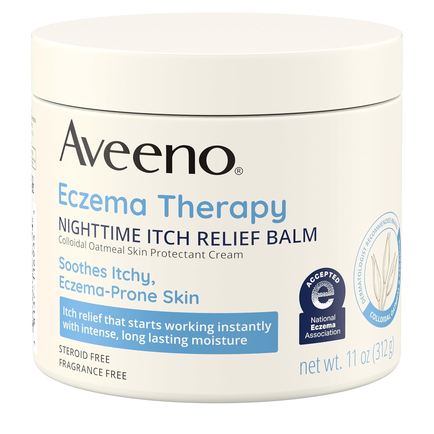 71NXgVptZDL._SL1500_ Aveeno Eczema Therapy Nighttime Itch Relief Balm with Colloidal Oatmeal and Ceramide for Dry Itchy Skin, Fragrance-Free Anti Itch Eczema Cream, 11 FL OZ