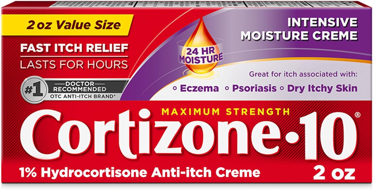 71O+-M2pU8L._AC_SL1500_ Cortizone 10 Maximum Strength Intensive Moisture Anti-Itch Cream, 1% Hydrocortisone, 2 oz.