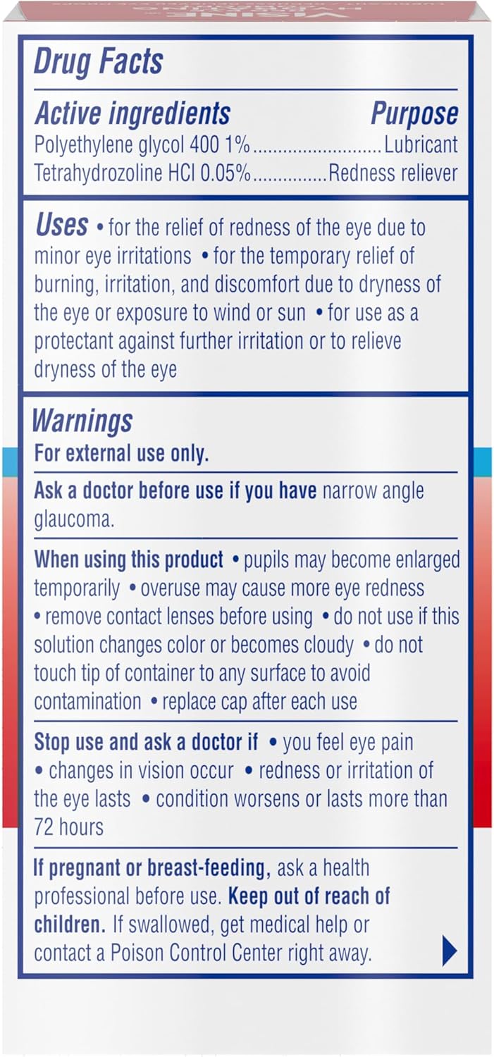 71OHHC~1 Visine Red Eye Hydrating Comfort Redness Relief and Lubricant Eye Drops to Help Moisturize and Relieve Red Eyes Due to Minor Eye Irritations Fast, Tetrahydrozoline HCl, 0.5 fl. oz