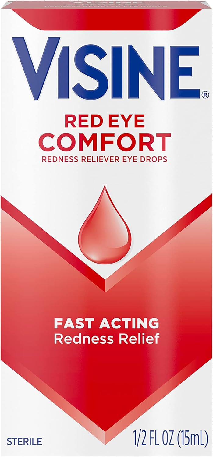 71VrxdxMj3L._AC_SL1500_ Visine Red Eye Comfort Redness Relief Eye Drops to Help Relieve Red Eyes Due to Minor Eye Irritations Fast, Tetrahydrozoline HCl, 0.5 fl. oz
