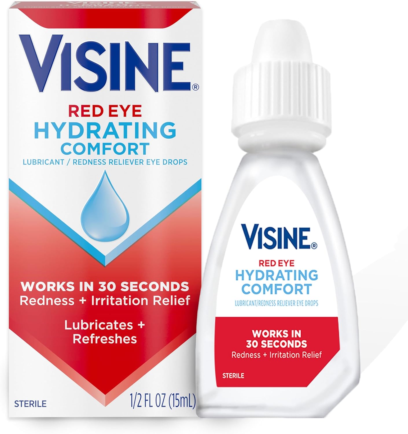 71WDFB~1 Visine Red Eye Hydrating Comfort Redness Relief and Lubricant Eye Drops to Help Moisturize and Relieve Red Eyes Due to Minor Eye Irritations Fast, Tetrahydrozoline HCl, 0.5 fl. oz