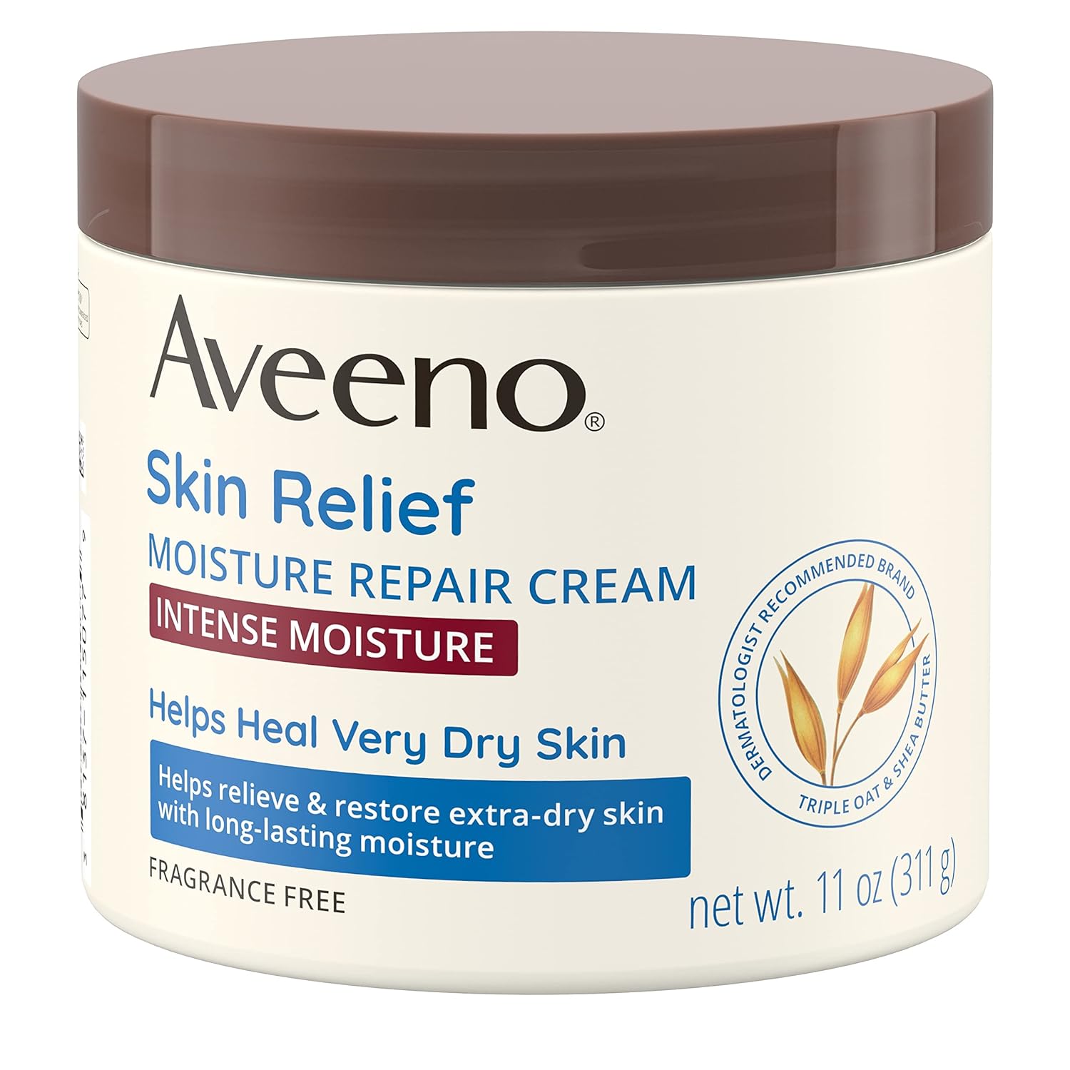 71XHKZ~1 Aveeno Skin Relief Intense Moisture Repair Body Cream with Triple Oat & Shea Butter Formula, Helps Relieve & Restore Extra-Dry Skin with Long-Lasting Moisture, Fragrance-Free, 11 oz