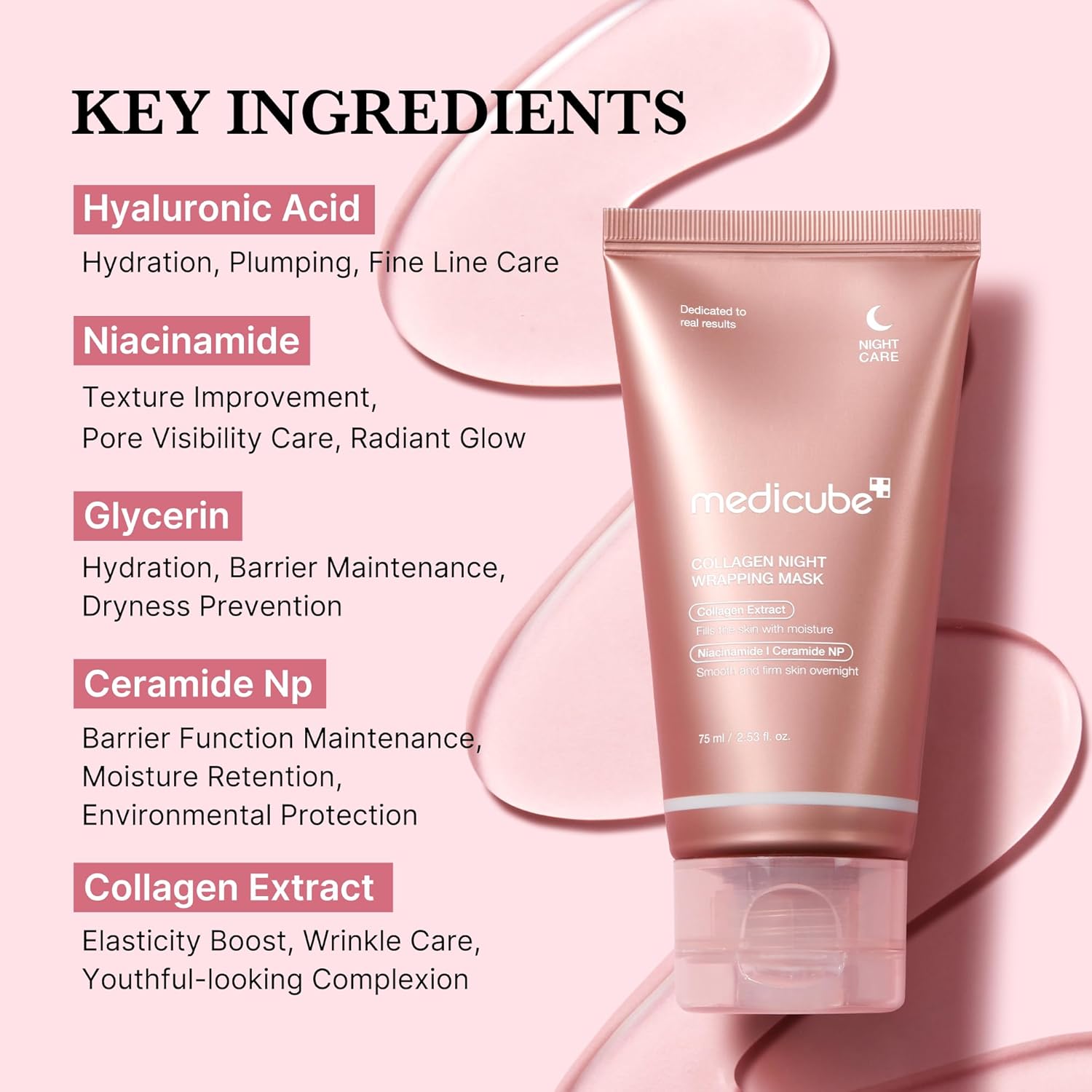 71XOSN~1 medicube Collagen Overnight Wrapping Peel Off Facial Mask Pack - Elasticity & Hydration Care, Reduces Sagging & Dullness - Hydrolyzed Collagen For Glowing Skin - Korean Skin Care, 2.53 fl.oz