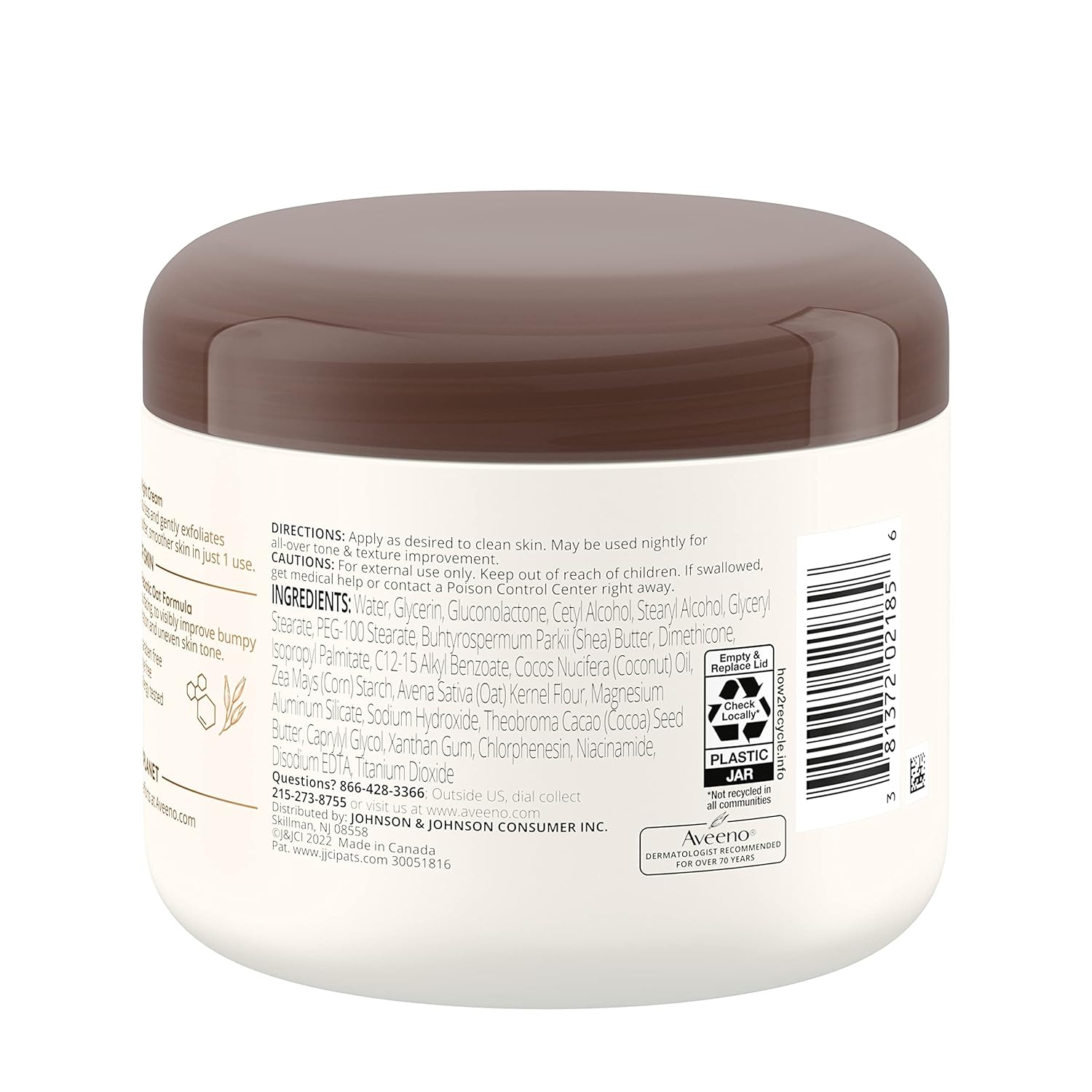 71YMAO~1 Aveeno Tone + Texture Renewing Body Night Cream With Prebiotic Oat, Gently Exfoliates & Moisturizes Sensitive Skin, Instantly Softens & Smooths & Intensely Nourishes, Fragrance-Free, 8 oz