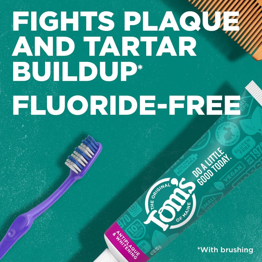 71diZIxCKUL._AC_SL1000_ Tom's of Maine Fluoride-Free Antiplaque & Whitening Natural Toothpaste, 5.5 Ounce (Pack of 2) - Packaging May Vary