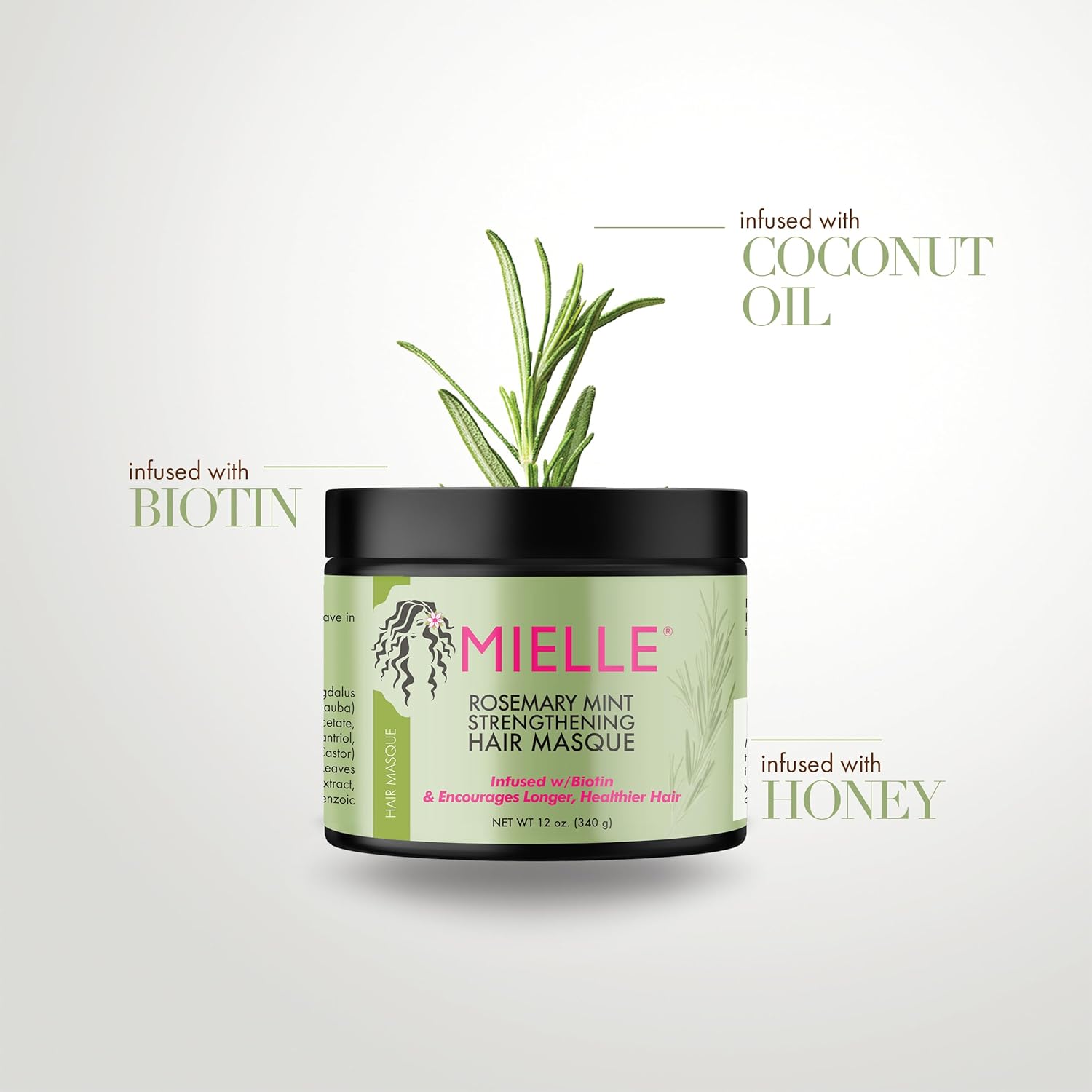 71eNoMX4+sL._SL1500_ Mielle Organics Rosemary Mint Strengthening Hair Masque, Essential Oil & Biotin Deep Treatment, Miracle Repair for Dry, Damaged, & Frizzy Hair, 12 Ounces