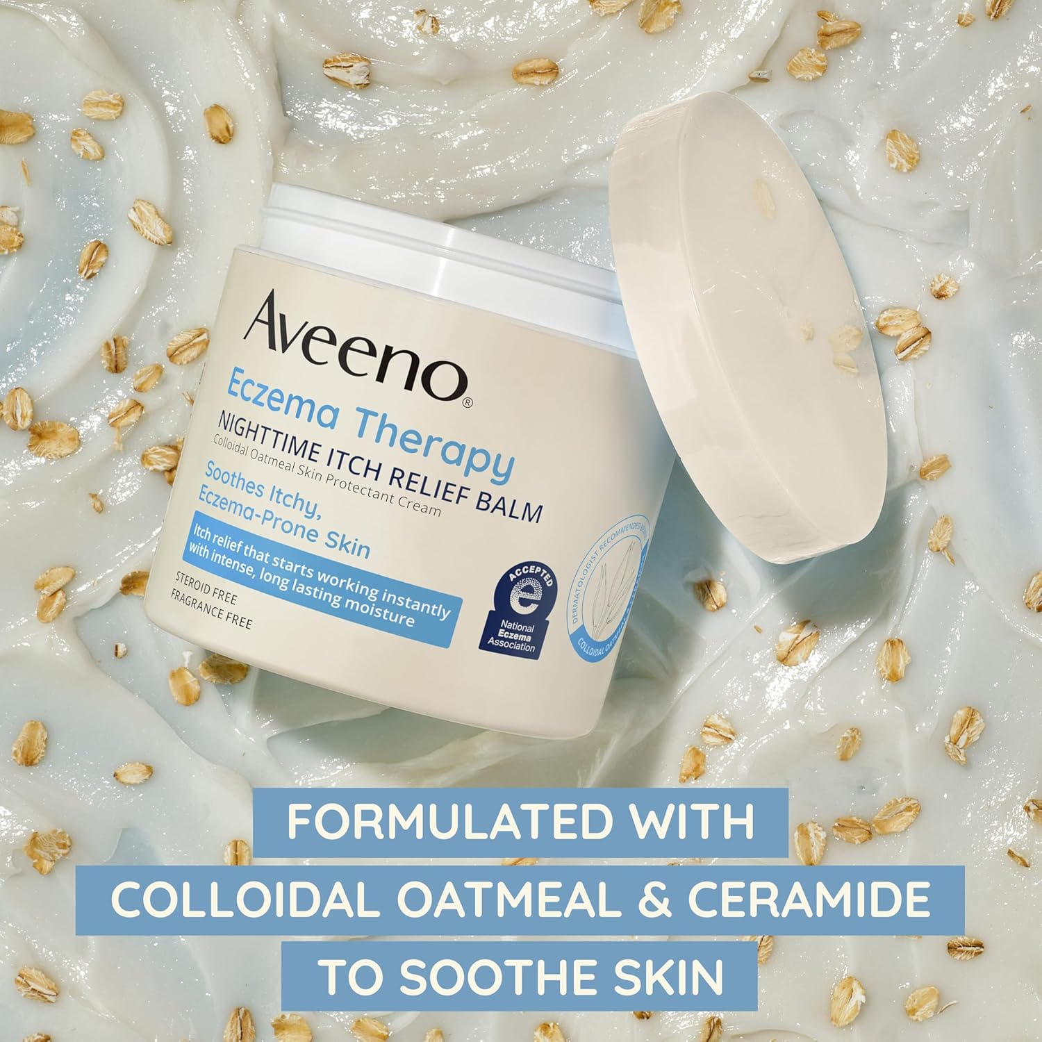 8115BDPgEnL._SL1500_ Aveeno Eczema Therapy Nighttime Itch Relief Balm with Colloidal Oatmeal and Ceramide for Dry Itchy Skin, Fragrance-Free Anti Itch Eczema Cream, 11 FL OZ