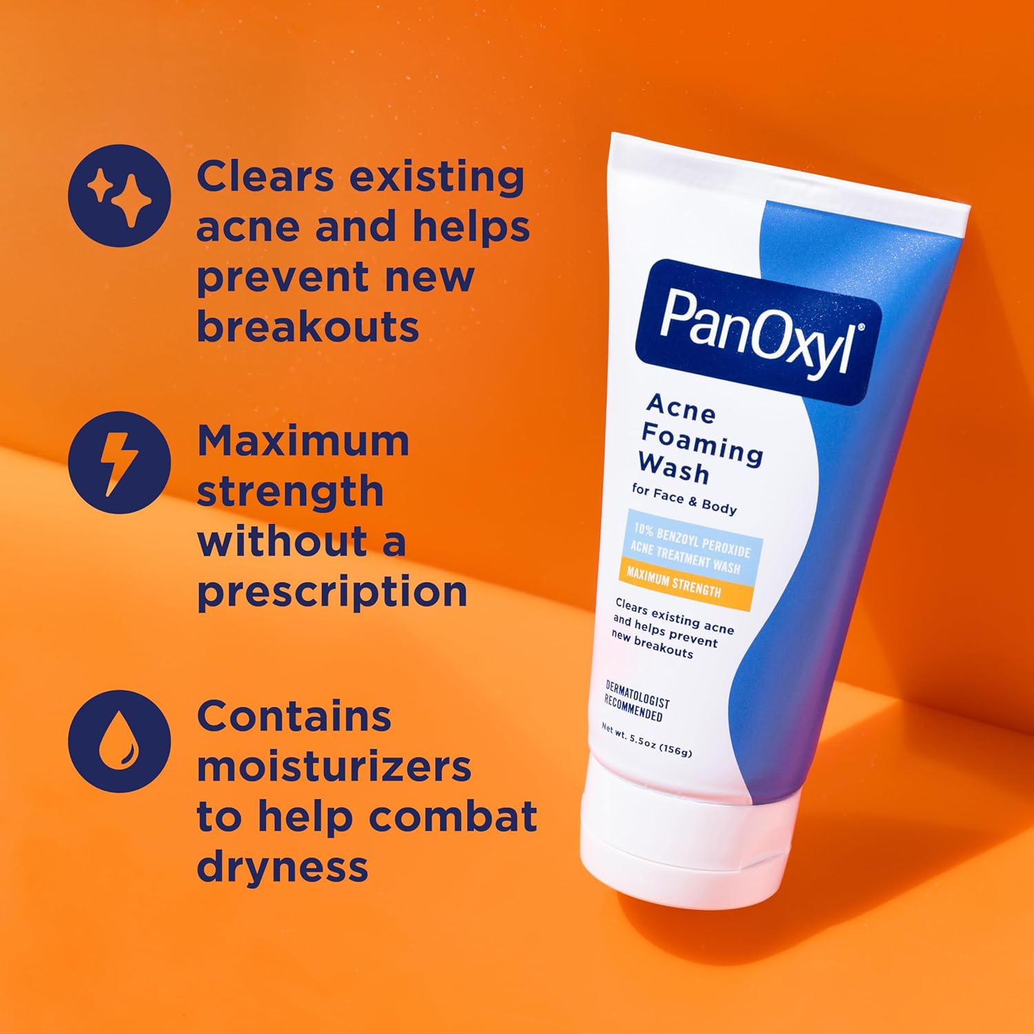 81FA4DCJtTL._SL1500_ PanOxyl Acne Foaming Wash Benzoyl Peroxide 10% Maximum Strength Antimicrobial, 5.5 Oz