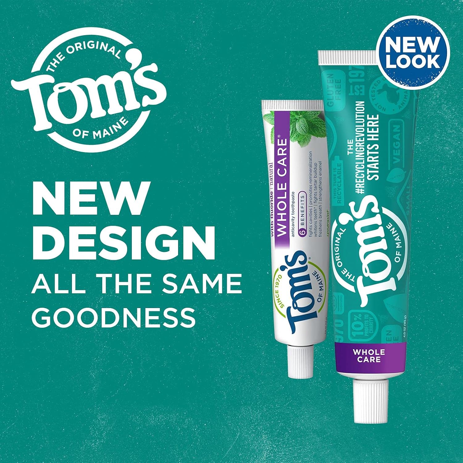 81GuRZRvhYL._SL1500_ Tom's of Maine Whole Care Natural Toothpaste with Fluoride, Spearmint, 4 Ounce (Pack of 3), (Packaging May Vary)