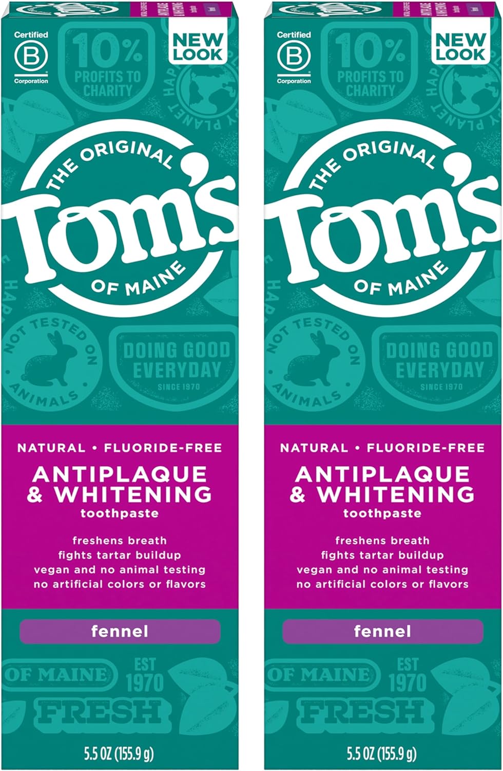 Tom's of Maine Fluoride-Free Antiplaque & Whitening Natural Toothpaste, Fennel, 5.5 oz. 2-Pack