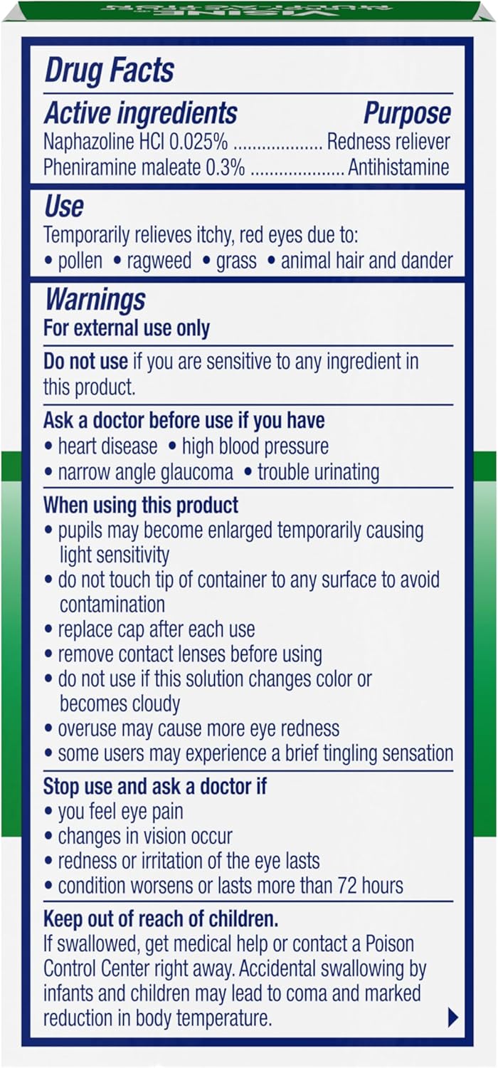 81UFHAp5hRL._AC_SL1500_ Visine Allergy Eye Relief Multi-Action Antihistamine & Redness Reliever Eye Drops with Pheniramine Maleate & Naphazoline HCl, Eye Drop Treatment for...