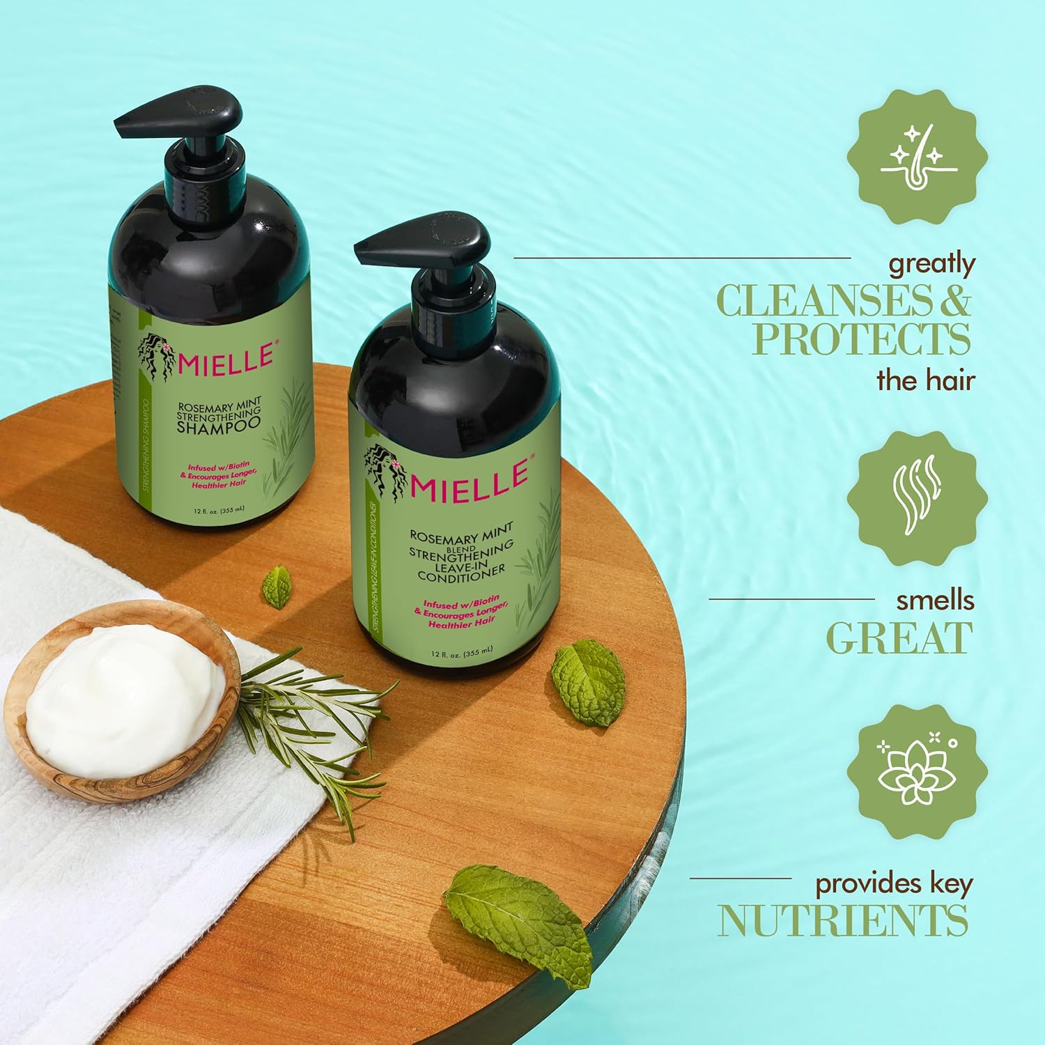 81Wcb61Wy3L._SL1500_ Mielle Organics Rosemary Mint Strengthening Shampoo Infused with Biotin, Cleanses and Helps Strengthen Weak and Brittle Hair, 12 Ounces