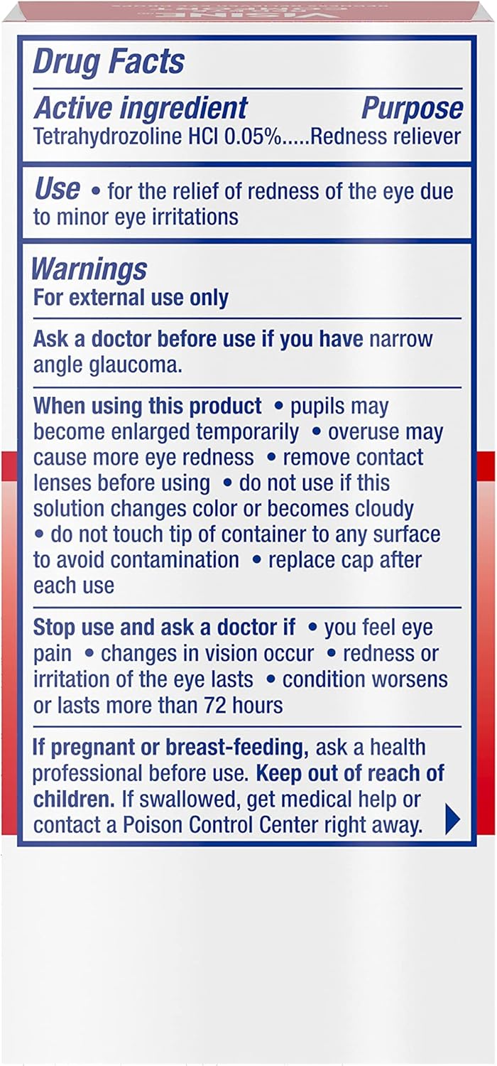 81XS9MV3nAL._AC_SL1500_ Visine Red Eye Comfort Redness Relief Eye Drops to Help Relieve Red Eyes Due to Minor Eye Irritations Fast, Tetrahydrozoline HCl, 0.5 fl. oz