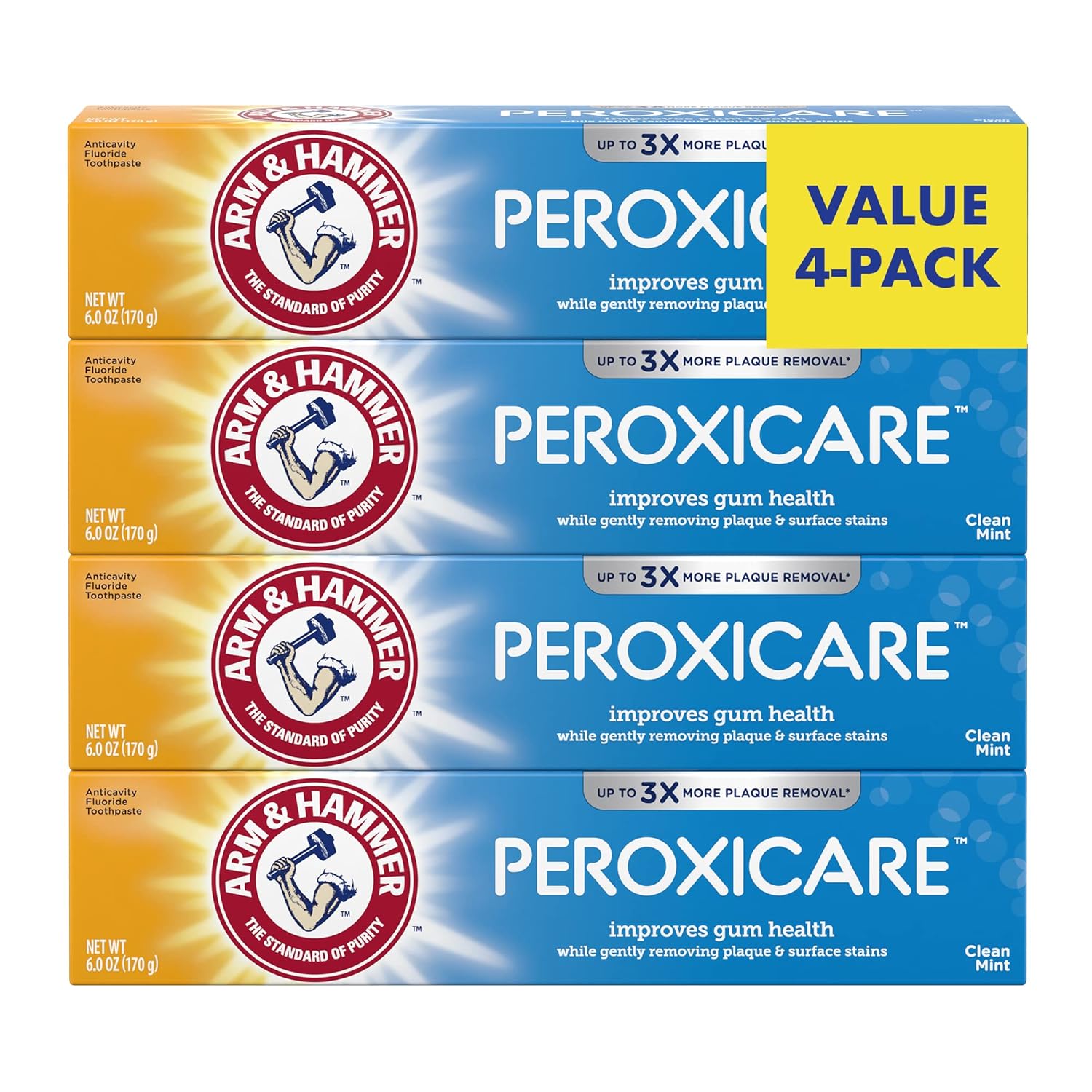 81m7JOaVO8L._SL1500_ Arm & Hammer Peroxicare Toothpaste, Clean Mint Flavor, Improves Gum Health, 6.0oz (4-Pack)