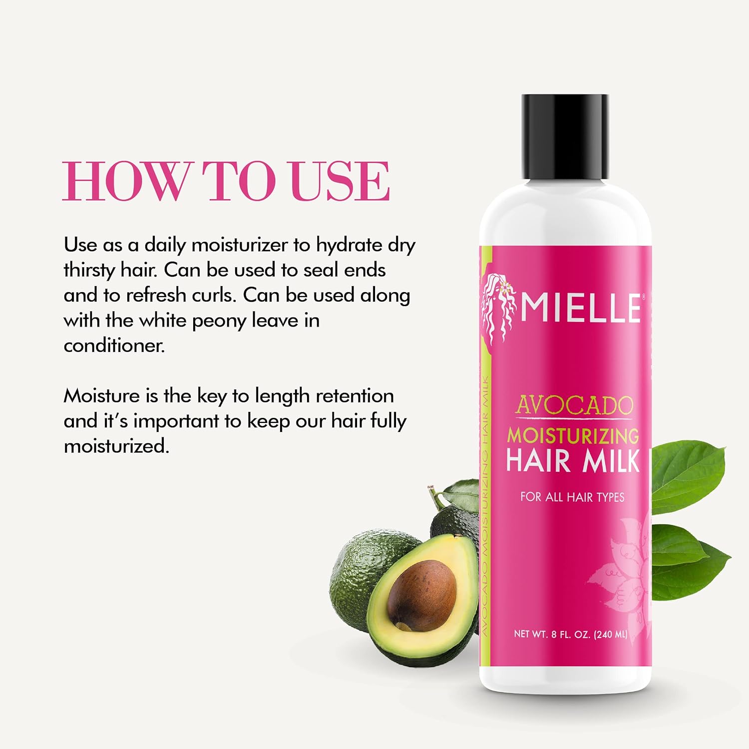 81sPzAweZuL._SL1500_ Mielle Organics Avocado Hair Milk for All Hair Types, Moisturizing Lotion for Dry Hair, 8 Ounces