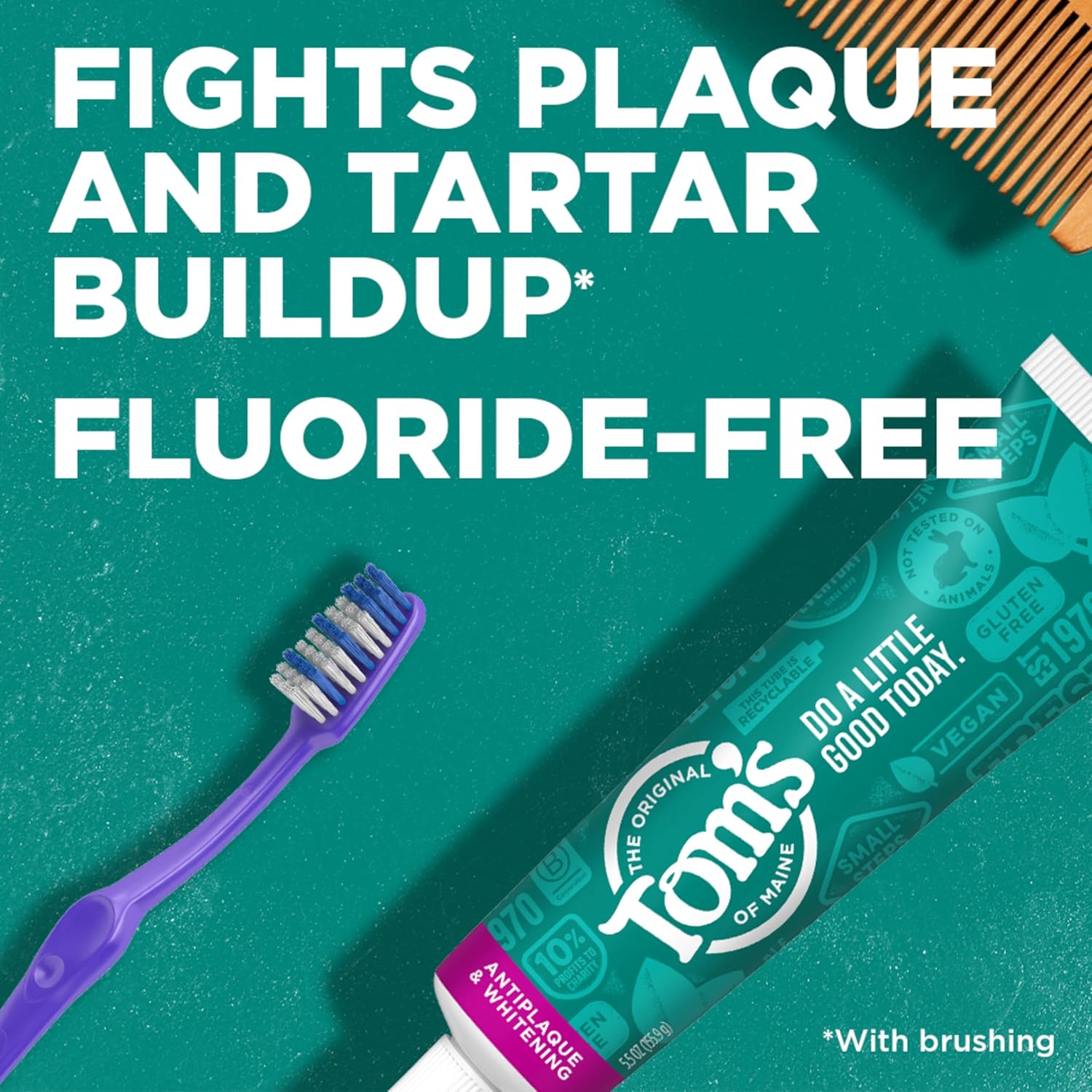 81wvWoAwu7L._SL1500_ Tom's of Maine Fluoride-Free Antiplaque & Whitening Natural Toothpaste, Peppermint, 5.5 oz. (Pack of 2)