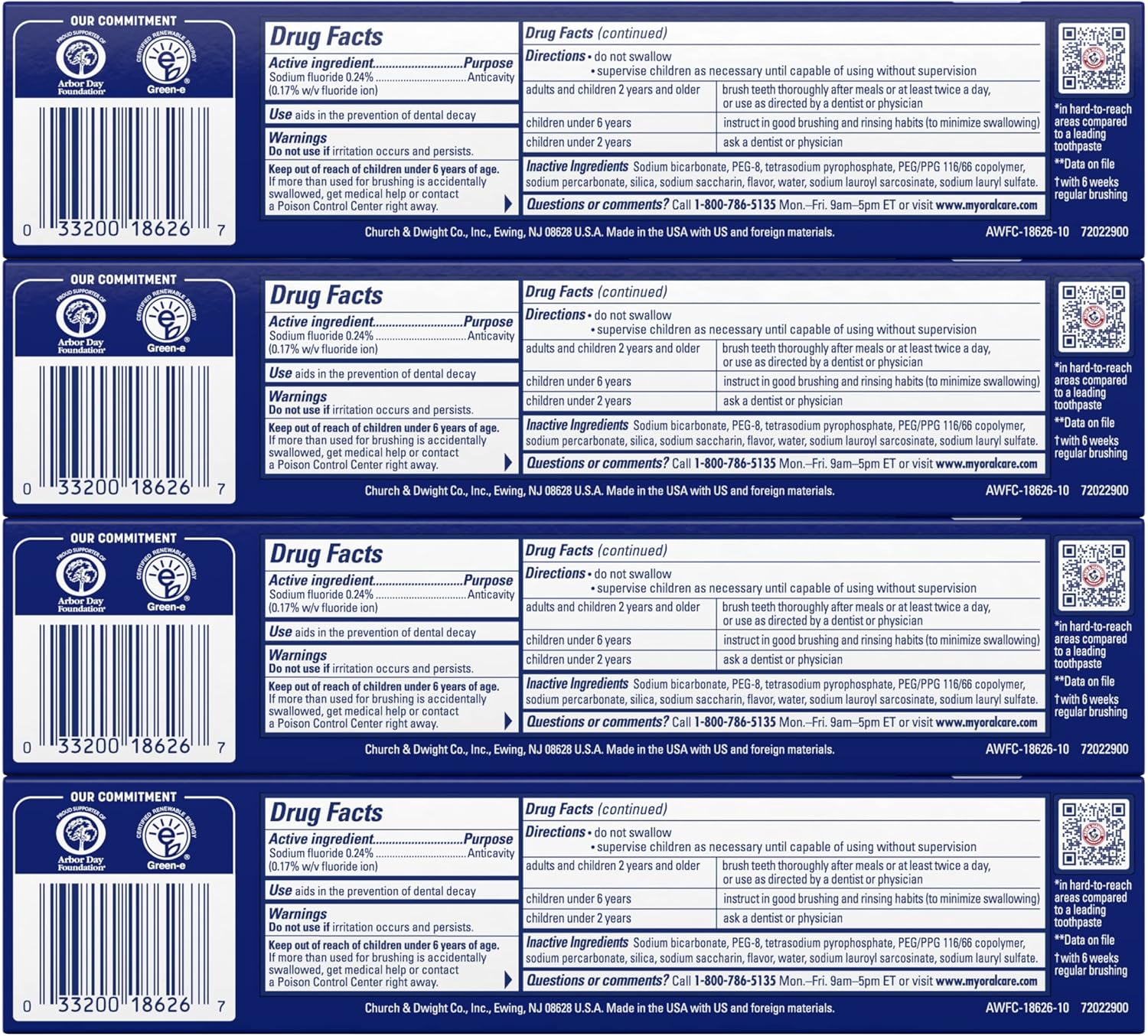 91PAGoFrAaL._AC_SL1500_ Arm & Hammer Advance White Toothpaste, Clean Mint Flavor, Stain Defense Technology, 6 Ounce (Pack of 4)