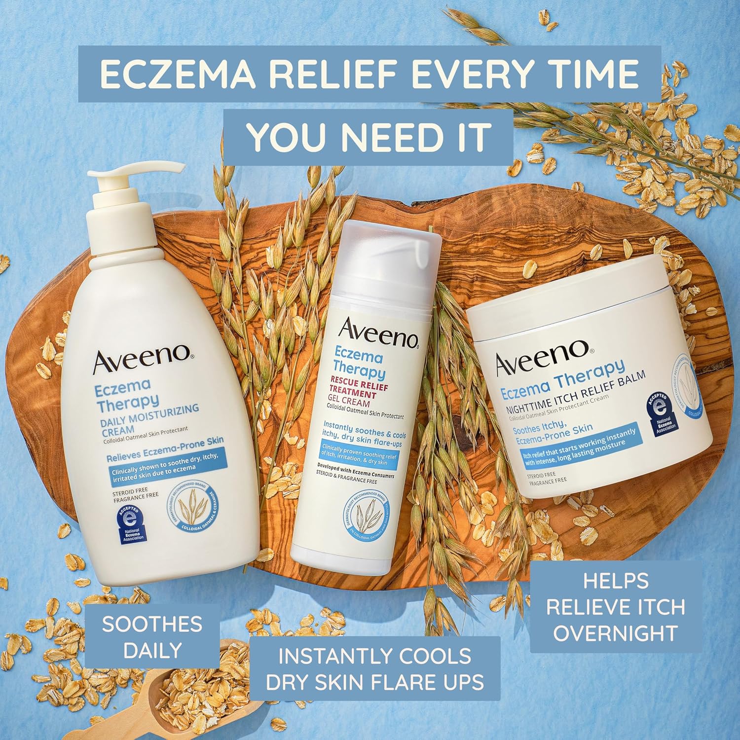 91ipfQlMcqL._SL1500_ Aveeno Eczema Therapy Nighttime Itch Relief Balm with Colloidal Oatmeal and Ceramide for Dry Itchy Skin, Fragrance-Free Anti Itch Eczema Cream, 11 FL OZ